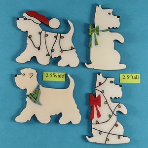 Westie Christmas or Plain Pin, Magnet or Ornament SEE ALL PHOTOS for size, style and dog's name/year Hand Painted West Highland Terrier