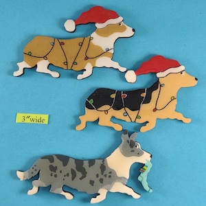 Corgi Christmas or Plain Pin, Magnet or Ornament SEE ALL PHOTOS for size, dog's name/year, colors, custom, Hand Painted Pembroke Cardigan