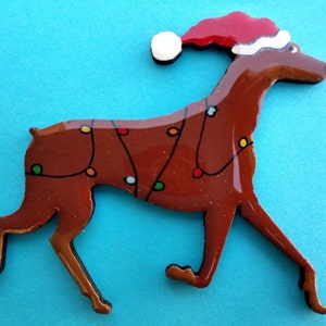 Doberman Christmas or Plain Pin, Magnet or Ornament SEE ALL PHOTOS for size, dog's name/year, colors and custom info, Hand Painted Santa red