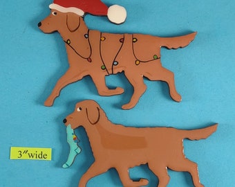 Chesapeake Bay Retriever Christmas or Plain Pin, Magnet or Ornament SEE ALL PHOTOS for size, dog's name/year, and custom info, Hand Painted
