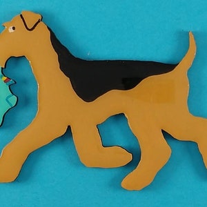 Airedale Terrier Christmas or Plain Pin, Magnet or Ornament SEE ALL PHOTOS for size, dog's name/year, and custom info, Hand Painted Plain