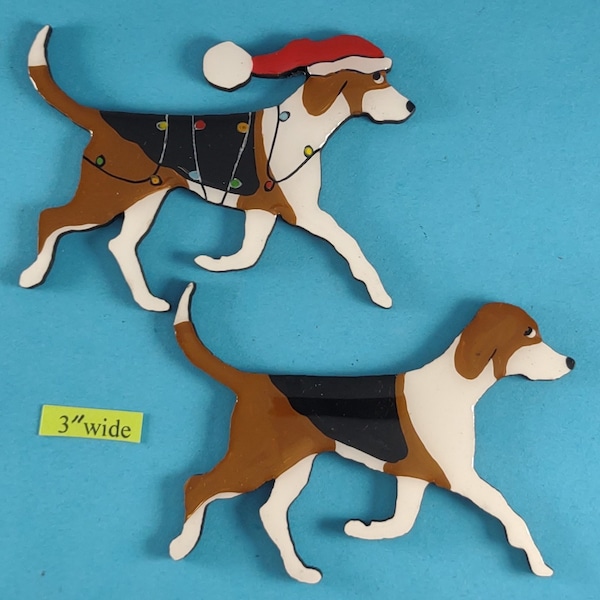 American Foxhound Christmas or Plain Pin Magnet or Ornament Treeing Walker Coonhound  SEE ALL PHOTOS for size dogs name/year colors & custom