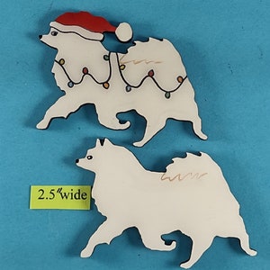 Japanese Spitz Christmas or Plain Pin, Magnet or Ornament SEE ALL PHOTOS for size, dog's name/year, and custom info, Hand Painted