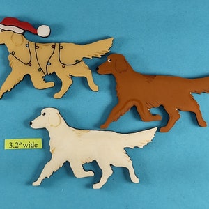 Golden Retriever Christmas or Plain Pin, Magnet or Ornament SEE ALL PHOTOS for size, dog's name/year, colors and custom info, Hand Painted