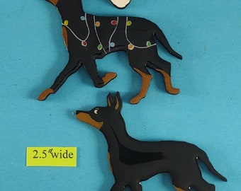 Manchester Terrier Christmas or Plain Pin, Magnet or Ornament SEE ALL PHOTOS for size, dog's name/year, and custom info, Hand Painted