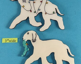 Bedlington Terrier Christmas or Plain Pin Magnet or Ornament  SEE ALL PHOTOS for size, dog's name/year, and custom info, Hand Painted