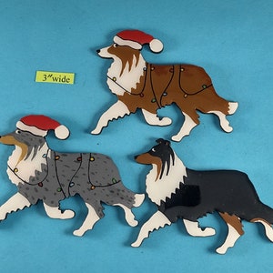 Sheltie Christmas or Plain Pin, Magnet or Ornament SEE ALL PHOTOS for size, dog's name/year, colors, custom, Hand Painted Shetland Sheepdog