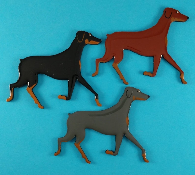Doberman Christmas or Plain Pin, Magnet or Ornament SEE ALL PHOTOS for size, dog's name/year, colors and custom info, Hand Painted image 6