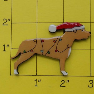 Staffordshire Bull Terrier Christmas or Plain Pin, Magnet or Ornament SEE ALL PHOTOS for size, dog's name/year, colors, custom, Hand Painted image 7