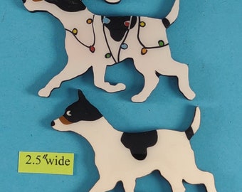 Rat Terrier Christmas or Plain Pin, Magnet or Ornament SEE ALL PHOTOS for size, dog's name/year and custom info, Hand Painted