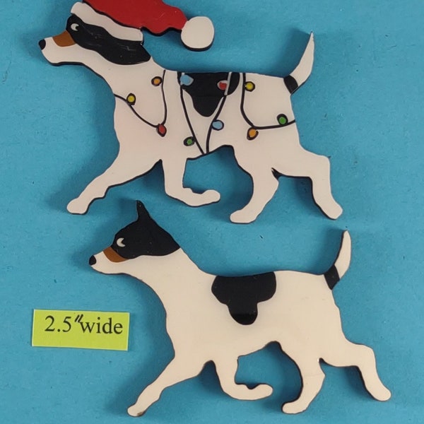 Rat Terrier Christmas or Plain Pin, Magnet or Ornament SEE ALL PHOTOS for size, dog's name/year and custom info, Hand Painted