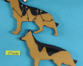 German Shepherd Christmas or Plain Pin, Magnet or Ornament SEE ALL PHOTOS for size, dog's name/year, and custom info, Hand Painted