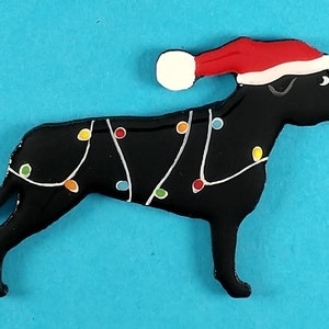 Staffordshire Bull Terrier Christmas or Plain Pin, Magnet or Ornament SEE ALL PHOTOS for size, dog's name/year, colors, custom, Hand Painted image 5