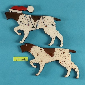 German Wiredhaired Pointer Christmas or Plain Pin, Magnet or Ornament SEE ALL PHOTOS for size, dog&#39;s name/year, and custom info Hand Painted