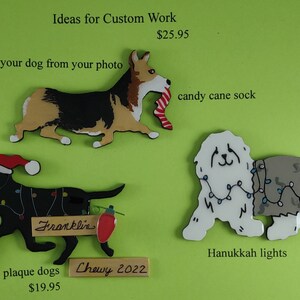 Doberman Christmas or Plain Pin, Magnet or Ornament SEE ALL PHOTOS for size, dog's name/year, colors and custom info, Hand Painted image 10