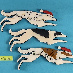 Borzoi or Russian Wolfhound Xmas or Plain Pin, Magnet or Ornament SEE ALL PHOTOS for size, dog&#39;s name/year, colors and custom, Hand Painted