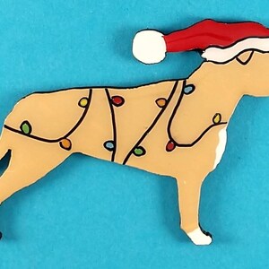 Staffordshire Bull Terrier Christmas or Plain Pin, Magnet or Ornament SEE ALL PHOTOS for size, dog's name/year, colors, custom, Hand Painted image 2