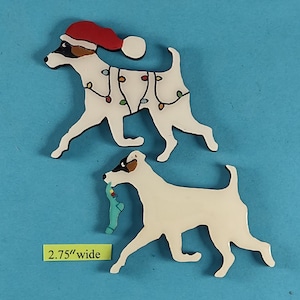 Smooth Fox Terrier Christmas or Plain Pin, Magnet or Ornament SEE ALL PHOTOS for size, dog's name/year, and custom info, Hand Painted