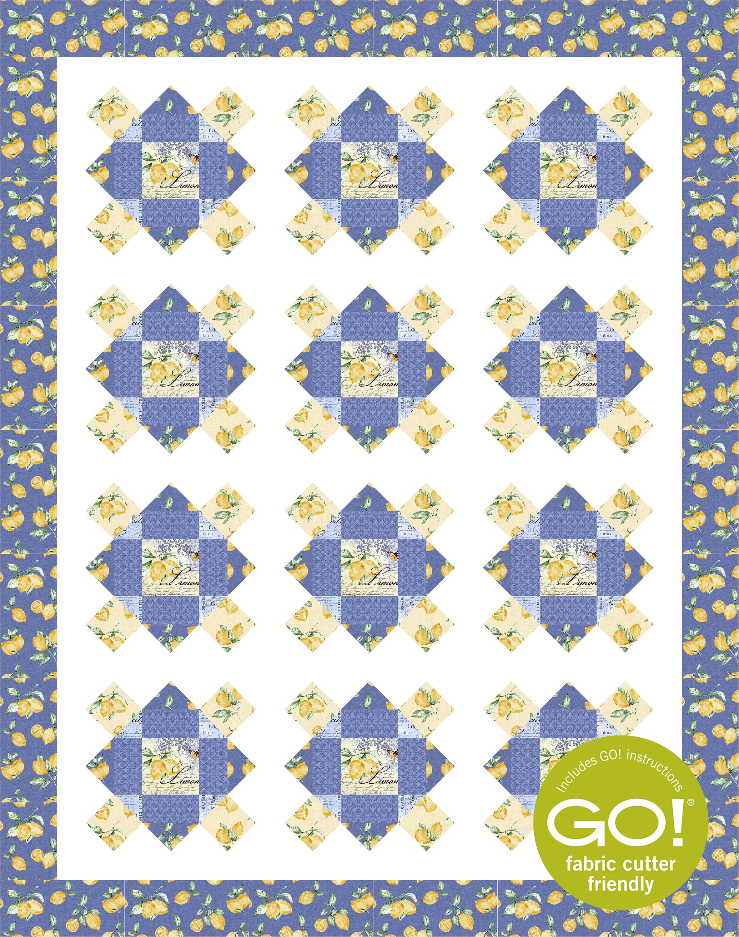 BL152 Lemon Layer Cake Quilt Pattern Modern Accuquilt GO Friendly 65" X ...