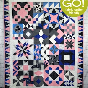 BL163 Jumbled QAL Quilt Pattern PDF modern easy and Accuquilt friendly in 3 sizes templates provided  by Beaquilter