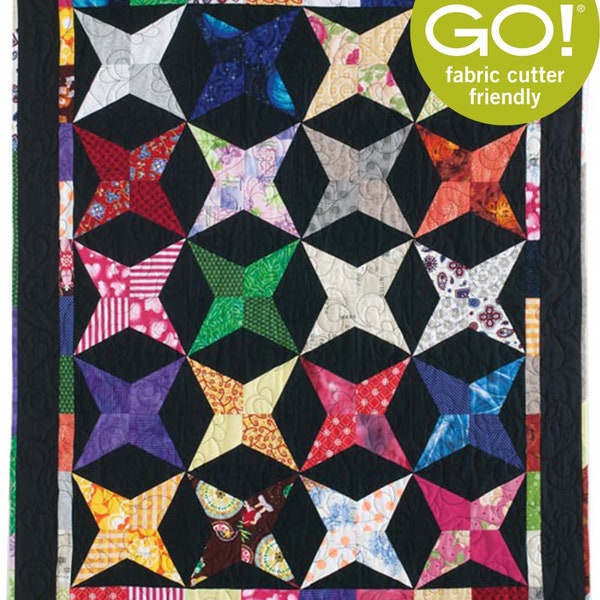 BL168 Shuriken Quilt pattern modern 2 SIZES SCRAP friendly accuquilt go friendly PDF by Beaquilter