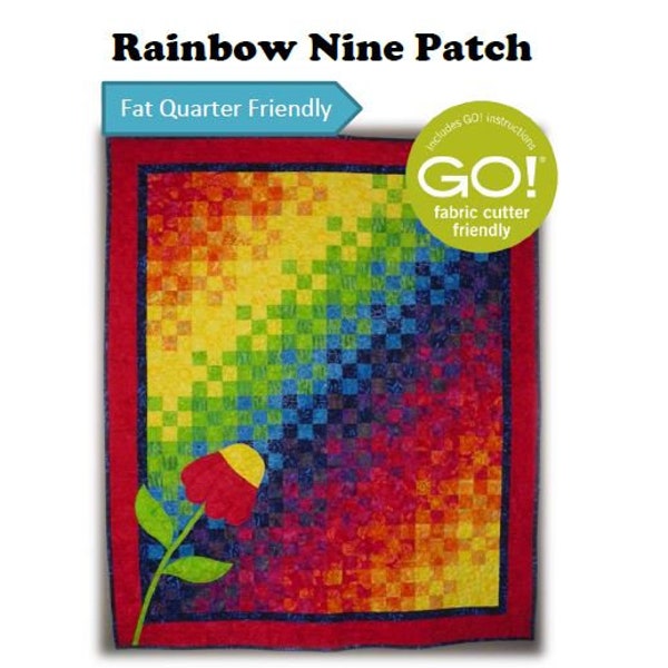 BL102 Rainbow Nine patch quilt pattern FQ friendly beginner PDF by Beaquilter