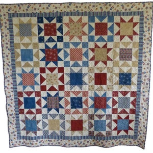BL124 Patriotic stars quilt pattern Accuquilt and FQ friendly EASY in 3 sizes! rotary cutting instructions included QOV by Beaquilter