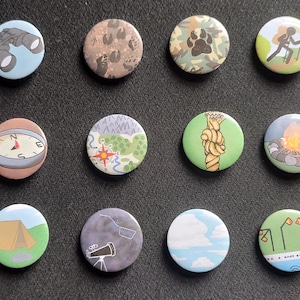 Scouting button pins for Scouting for wild ones book (book NOT included)