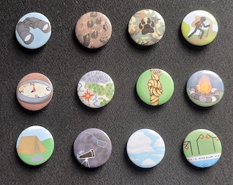 Scouting button pins for Scouting for wild ones book (book NOT included)