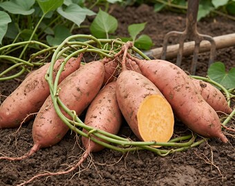 Georgia Jet Sweet Potato Slips, Vining Type, Fast Maturing, Non GMO Chemical (10 Plants)