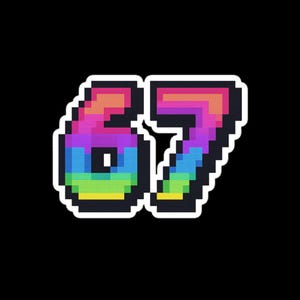 Pegatina Rainbow Pixel 67: Números coloridos de estilo pixel art retro ...