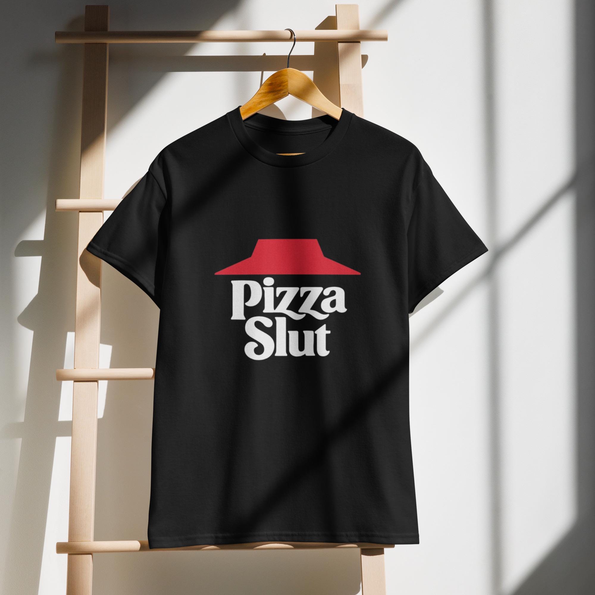 Bees Knees Tees Playera Divertida Pizza Slut Spoof Parody Blanco Blanco XL