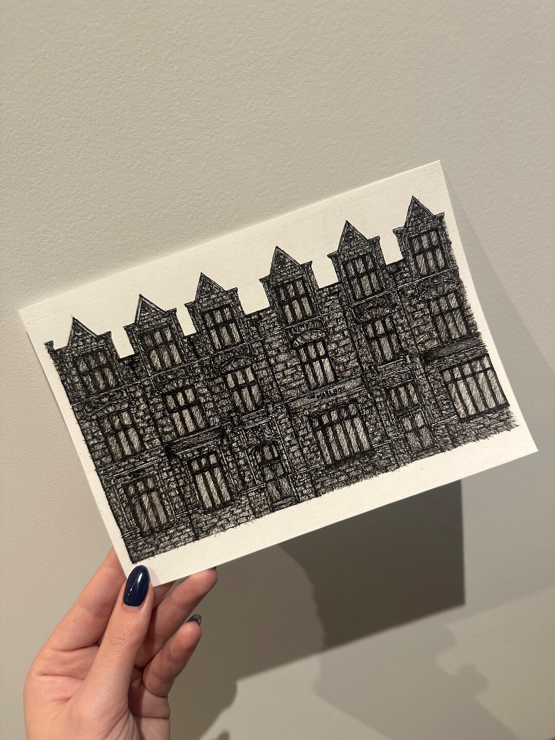 Custom Hand Drawn Building Illustration | Fine Lined | Black and White ...