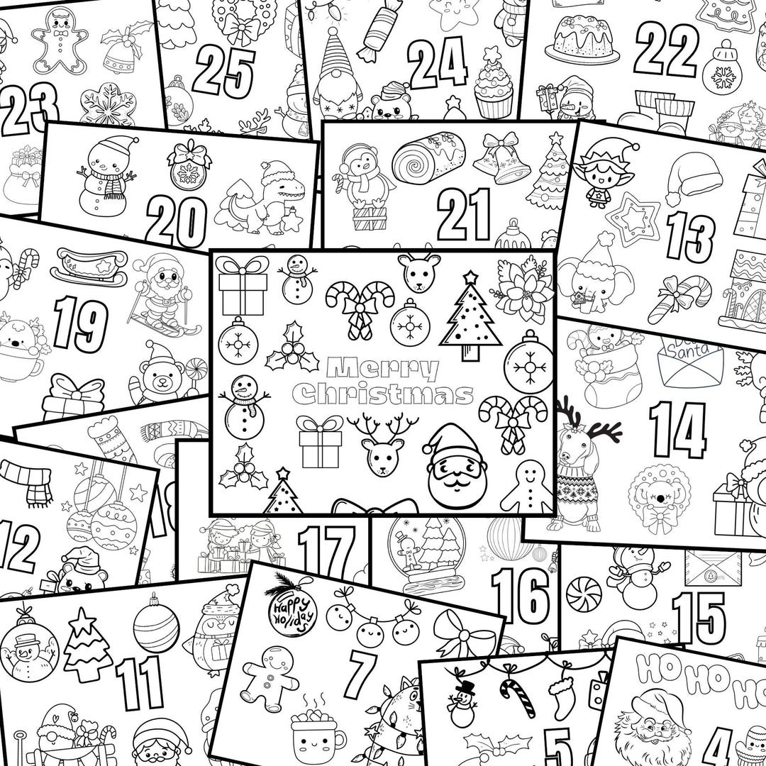Christmas Countdown Coloring Pages: 25 Festive Designs Printable - Etsy