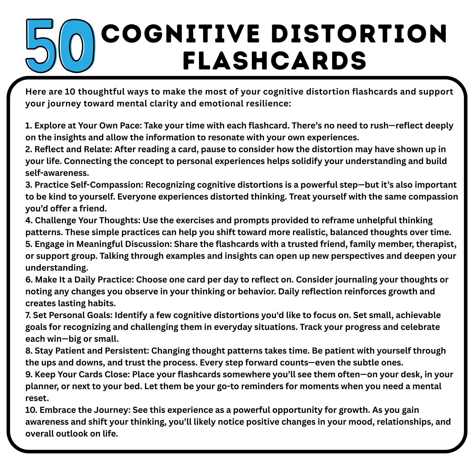 Cognitive Distortion Cards, CBT Cards, Cognitive Behavior Therapy Cards ...