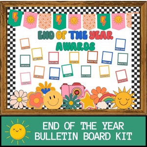 Summer Bulletin Board Kit End of the Year Bulletin Board Classroom Awards Bulletin Board Interactive Bulletin Board Retro Groovy Classroom
