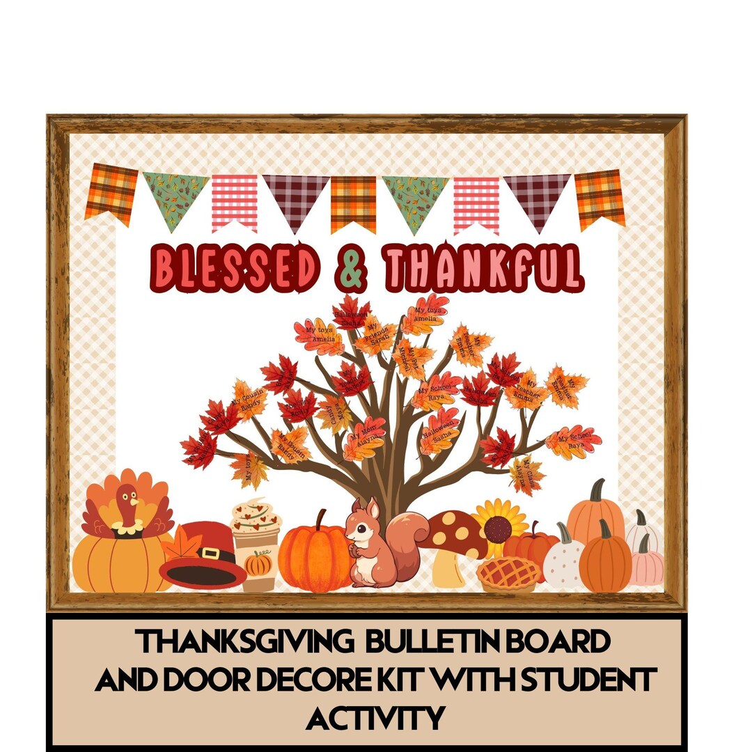 Modern Thanksgiving Bulletin Board Kit Fall Theme Easy Holiday ...