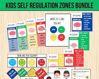 Self-Regulation Zones BUNDLE Calming Corner Tools Emotional Regulation Flashcards Autism Support ASD Tools ADHD School Counselor Therapist