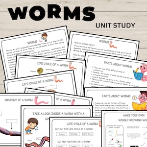 Worms Unit Study Charlotte Mason Printable Resources Homeschool Learning Bundle Nature Studies Preschool Curriculum Educational Activities