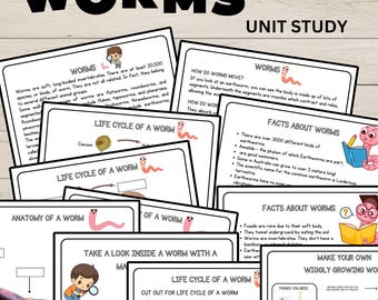 Worms Unit Study Charlotte Mason Printable Resources Homeschool Learning Bundle Nature Studies Preschool Curriculum Educational Activities