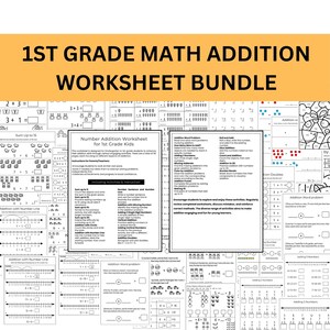Math Worksheet 1st Grade Math Addition Worksheet First Grade Math Instant Download Sheets Grade 1 Worksheet Math Printable Pdf Kindergarten