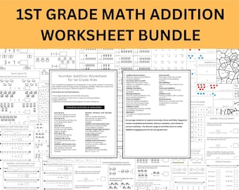 Scheda di lavoro di matematica 1° grado Scheda di lavoro di addizione di matematica 1° grado Schede di download istantaneo di matematica 1° grado Scheda di lavoro di matematica stampabile in PDF per l'asilo