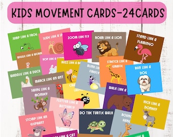 Animal Movement Cards Movement Activity Action Cards Circle Time, Educational Preschool Printable Activity Toddler Preschool Homeschool