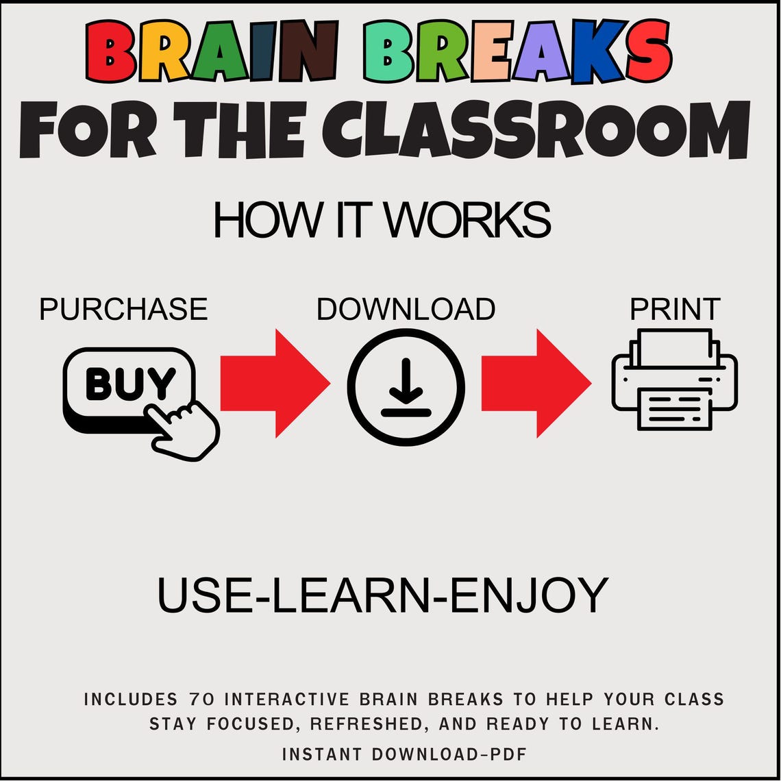 Brain Breaks Cards for Kids | Classroom Management | Movement Breaks ...