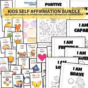 Diario e mazzo di carte sull'autostima autostima fiducia bambini autoaffermazione identità personale salute mentale affermazione CBT colorare bambini