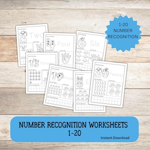 1-20 Number Tracing Preschool Worksheet Printable Handwriting Practice Kindergarten Worksheets Learning Numbers Counting Instant Download