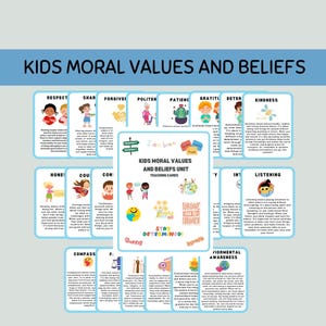 Tarjetas de enseñanza de valores y creencias morales para niños Recursos para el autismo Herramientas para el TDAH Desarrollo socioemocional Terapia de aprendizaje Decoración de oficina SEL