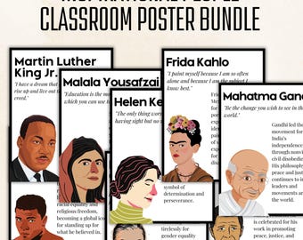 Inspirational People Poster Bundle Diversity Positive Quotes Motivational Character Building School Posters Classroom Decor Bulletin Board