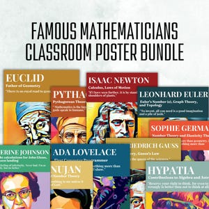 Math Bulletin Board Mathematics Posters Mathematicians Quotes Bundle Geometry Physics Calculus Posters Maths Teacher Wall Art Newton Euclid