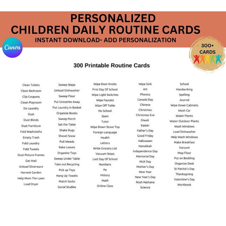 300+ Daily Routine Cards With Charts Autism Visual Aid ABA Therapy 2024 ...
